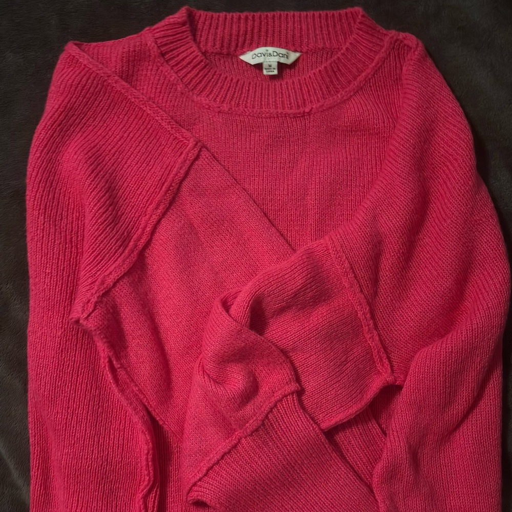 DAVI & DANI Cherry Red Crew Neck Sweater